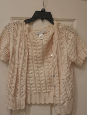 Susan Bristol Short-Sleeve Cardigan - Cream